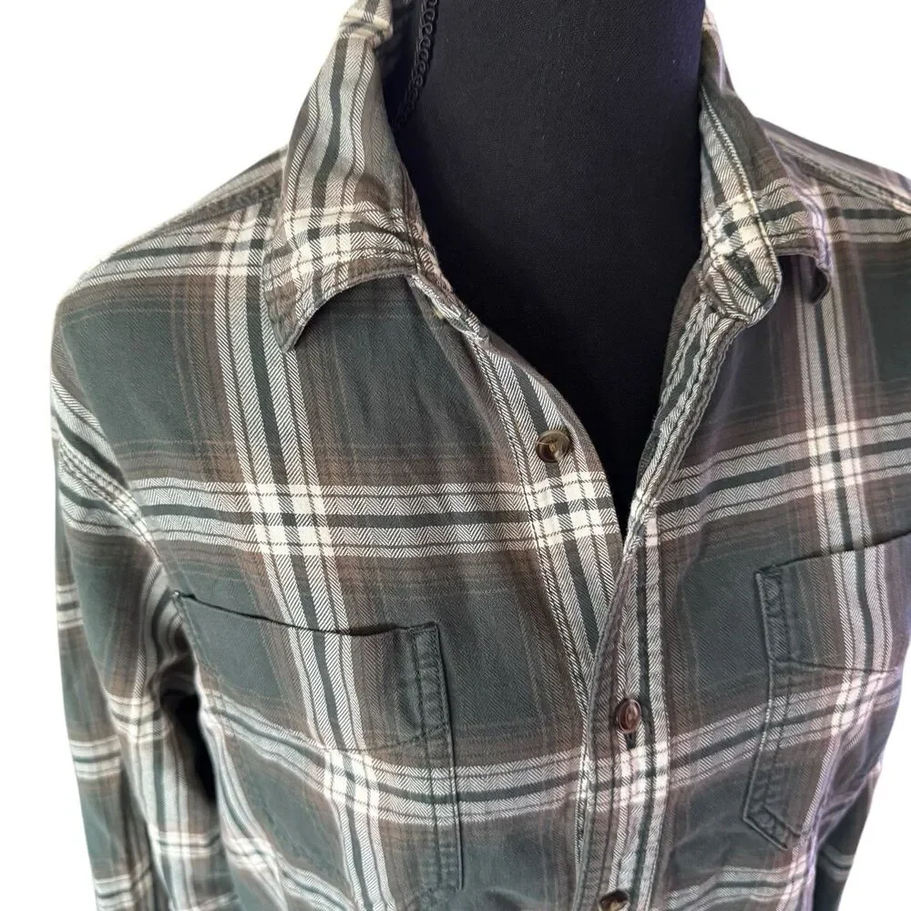 The North‎ Face Purple Label Men’s Small Plaid Flannel Button Down Shirt Green